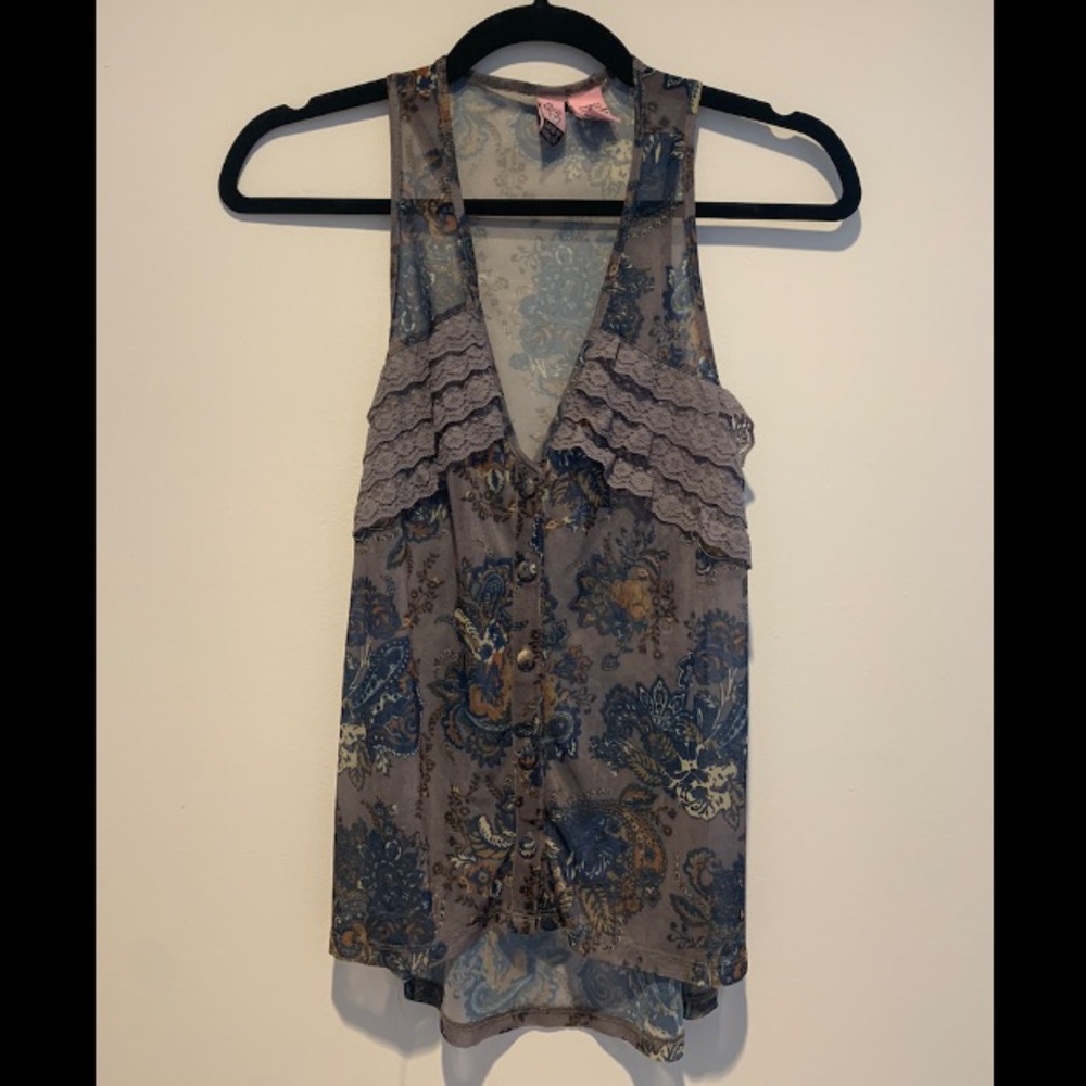 Ruffled Floral Tank
